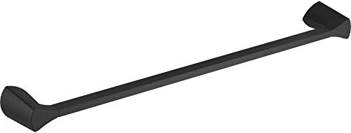 Black metal towel bar with angled end caps, approximately 24 inches long.