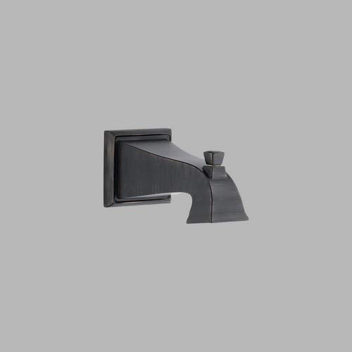 Venetian bronze tub spout with pull-up diverter and wall-mounted square flange.