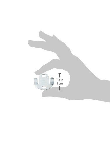 Small metal mounting bracket held in hand, showing 1.3 inch width measurement.