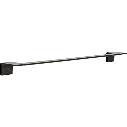 Black curved towel bar with square mounting brackets on each end.