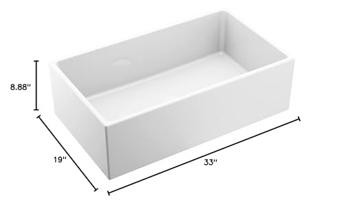 Moen Apron Front Fireclay Single Bowl Undermount Kitchen Sink 33" White in White - FC331910