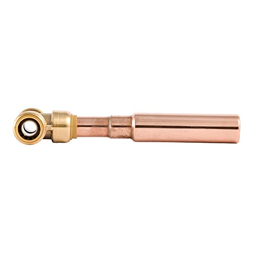 Brass water hammer arrestor tee with push-to-connect fitting and copper tube extension.