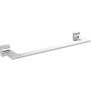 Stainless steel towel bar with square wall-mounted brackets on each end.