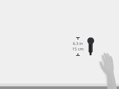Black pull-out spray head with measurements showing 6.3 inches or 15 centimeters in length.