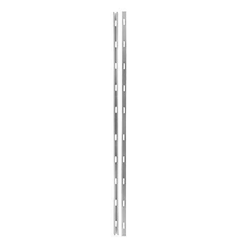 Two stainless steel undermount sink support rails with evenly spaced mounting holes.