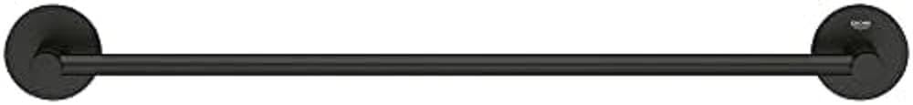 Grohe hard graphite 18-inch towel bar with round wall-mounted ends.