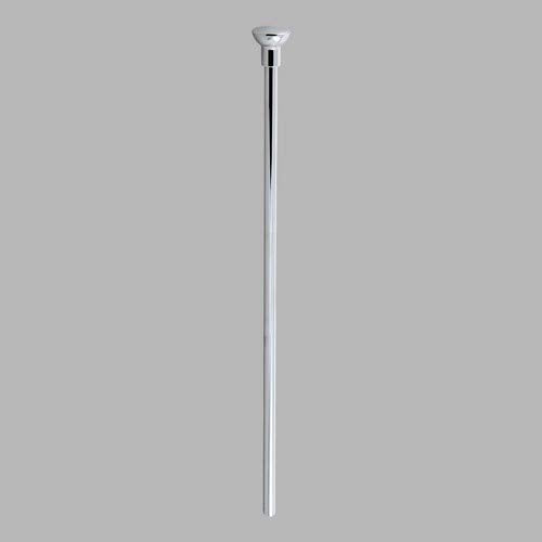 Chrome lift rod and finial with conical top piece for bathroom sink assembly.