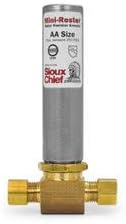 Sioux Chief MiniRester water hammer arrester with 1/4 inch compression tee fittings and brass body.