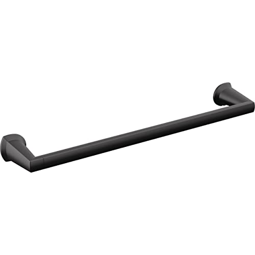 Black metal towel bar with angled mounting brackets on each end.
