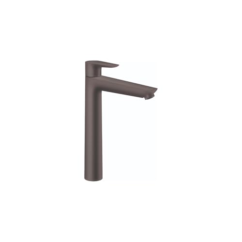 Brushed black chrome single-hole bathroom faucet with tall cylindrical body and extended rectangular spout.