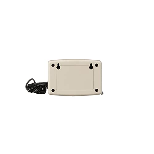 Beige remote timer control unit with black power cord and mounting holes on corners.