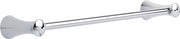 Chrome towel bar with flared end caps and circular finials on each end.