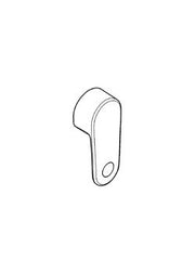 Chrome pressure balance valve lever with curved handle and oval opening at base.