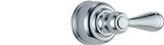 Chrome metal lever handle kit with cylindrical design for tub and shower application.