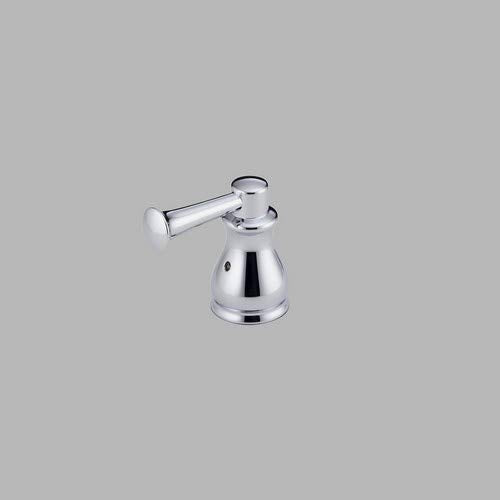 Chrome metal lever handle set for Roman tub with bell-shaped base and horizontal spout.