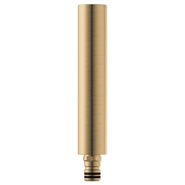 Brushed gold cylindrical shower column extension with threaded connection fitting at base.