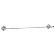 Chrome towel bar with circular wall-mounted brackets on each end.