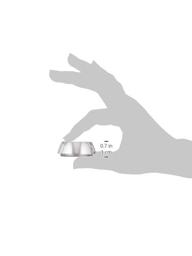Small clear plastic cap with ridged sides, shown held in hand for scale at 0.7 inches.