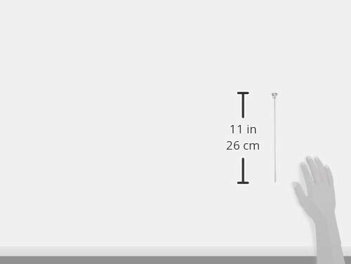 Chrome lift rod for bathroom sink drain with measurement scale showing 11 inches in length.