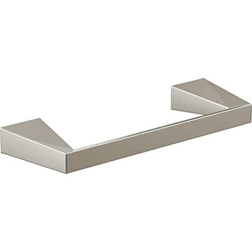 Stainless steel towel bar with angled end brackets on both sides.