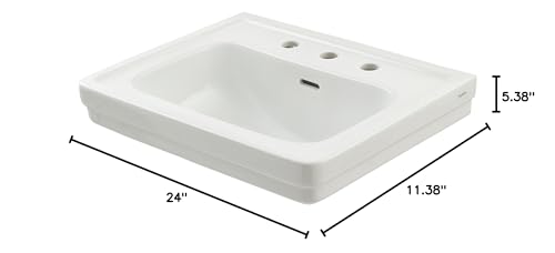 Toto LT532.8#01 Promenade 24" x 19-1/4" Rectangular Pedestal Bathroom Sink for 8 inch Center Faucets, Cotton White - Less Pedestal