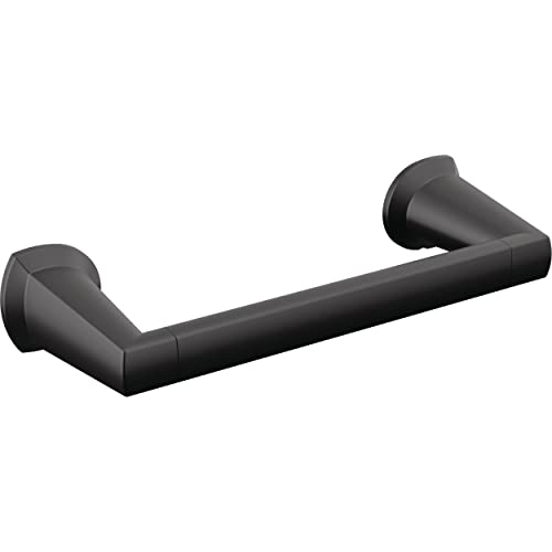 Matte black metal towel bar with angled end caps and straight horizontal rail, approximately 8 inches wide.