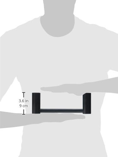 Black metal towel bar with two mounting brackets, measuring 9 inches in width.
