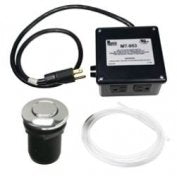 Mini hot water dispenser with black heating tank unit, polished chrome faucet head, white tubing, and power cord.