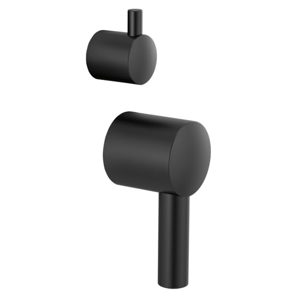Two matte black cylindrical lever handles with vertical posts, one smaller and one larger.