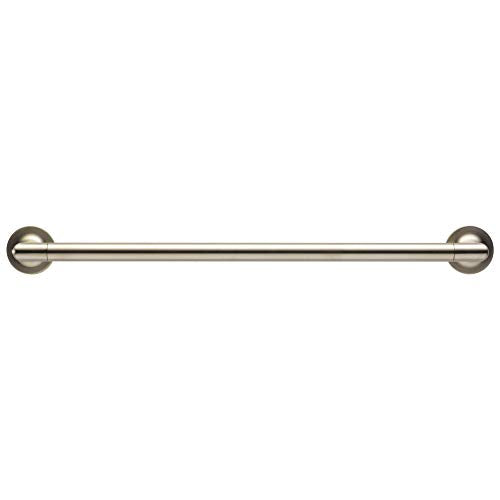 Brizo Odin stainless steel towel bar with circular wall-mounted brackets at each end.