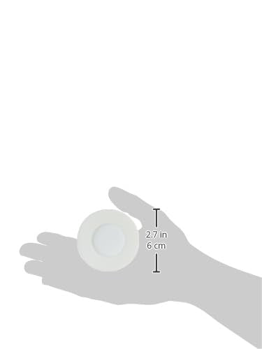 Chrome-finished circular seal held in hand with dimensions of 2.7 inches or 6 centimeters.