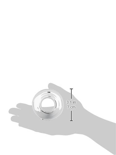 Chrome mounting ring with circular opening held in hand, with measurement indicator showing 3.1 inches height.