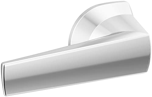 Chrome cylindrical tank lever with curved handle and mounting base on white background.