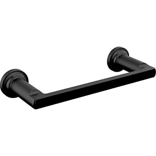 Matte black towel bar with cylindrical wall-mounted brackets on each end.