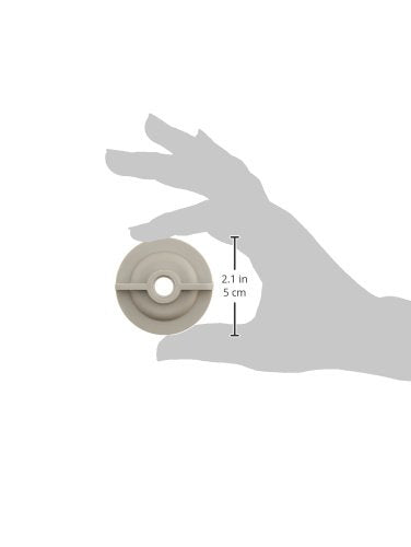 Round metal locknut with center hole held in hand, showing 2.1 inch diameter measurement.