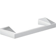 Polished chrome towel bar with angled mounting brackets on each end.