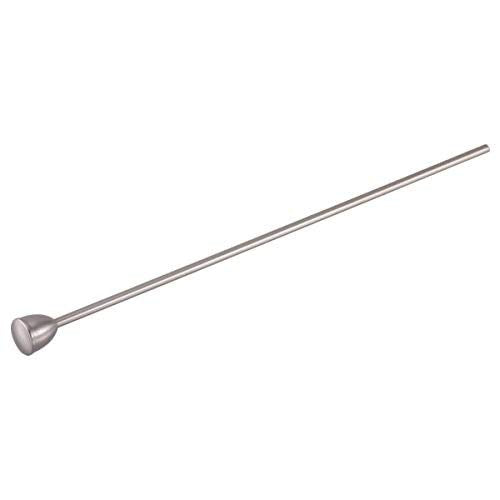 Brushed nickel lift rod with rounded handle end and long slender shaft.