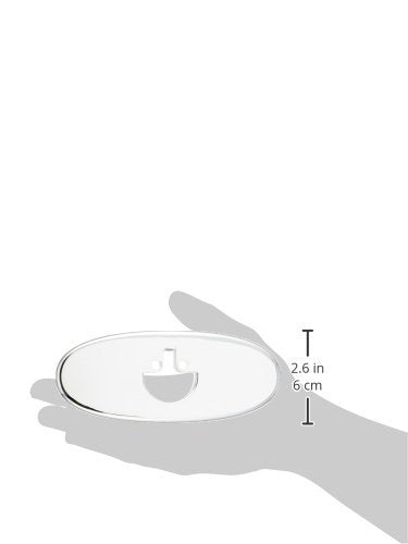 Chrome escutcheon with gasket for bathroom faucet installation, shown from above.