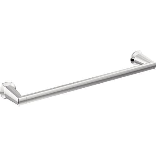 Chrome towel bar with angled mounting brackets on each end.