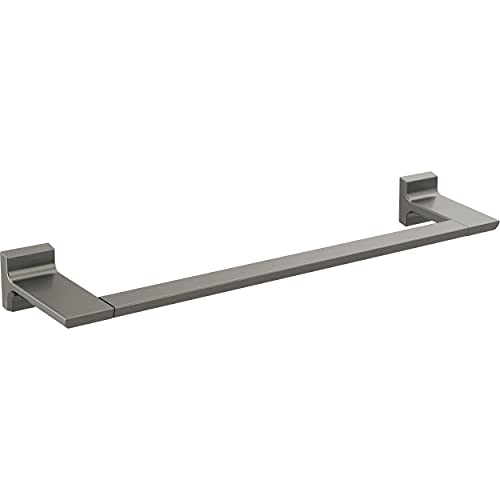 Brushed stainless steel towel bar with square mounting brackets on each end.