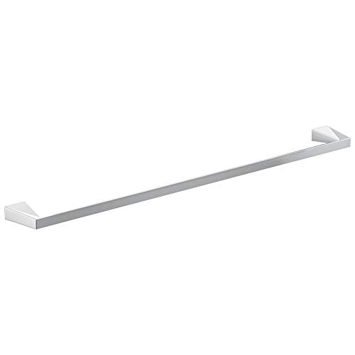 Chrome towel bar with squared mounting brackets at each end, approximately 30 inches long.