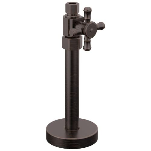 Bronze straight supply stop valve with cross handle and round base mounting.
