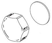 Chrome-plated handle cap with octagonal shape and separate circular trim ring.