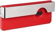 Red Milwaukee PACKOUT belt clip rack with white top panel and black attachment mechanism.