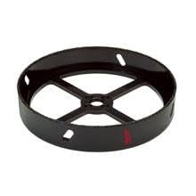 Black recessed light hole saw with cross-brace support and mounting points.