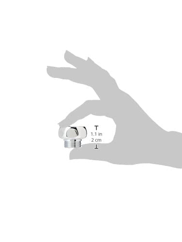 Chrome plated brass adapter fitting with 1/2" and 1/4" connections shown in hand for scale.