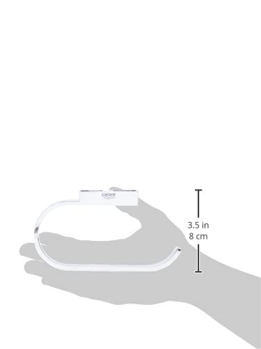Grohe chrome paper holder with open ring design, mounted on wall bracket, approximately 3.5 inches tall.