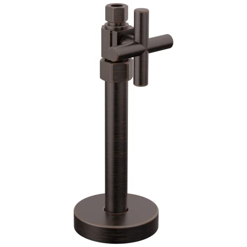 Bronze supply stop valve with cross handle and round base for under-sink installation.