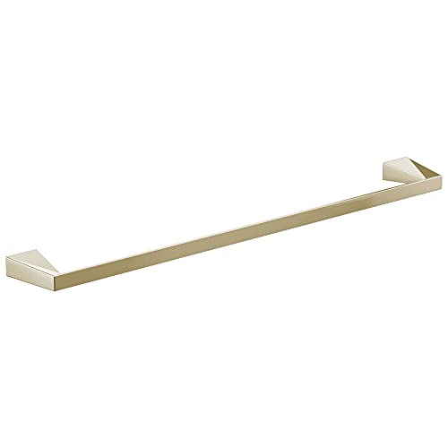 Brushed gold towel bar with square mounting brackets on each end.