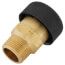 Brass vacuum relief valve with 3/4 inch NPT connection and black plastic cap.